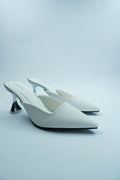 ESCARPIN MARRIÉE-MULE BLANCHE AVEC TALON ARGENTÉYW-7B