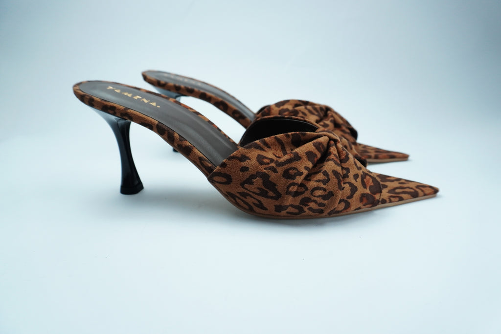 F- ÉLÉGANCE SAUVAGE – MULE À IMPRIMÉ LÉOPARD ET NŒUD YW-12L