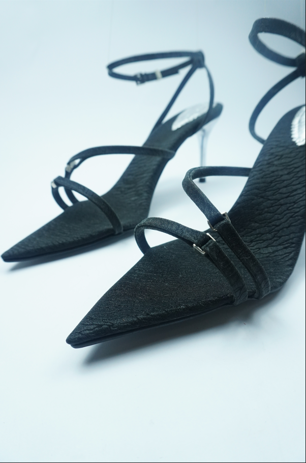 C- STYLE AUDACIEUX – SANDALE NOIR AVEC TALON BRILLANT YW-15.