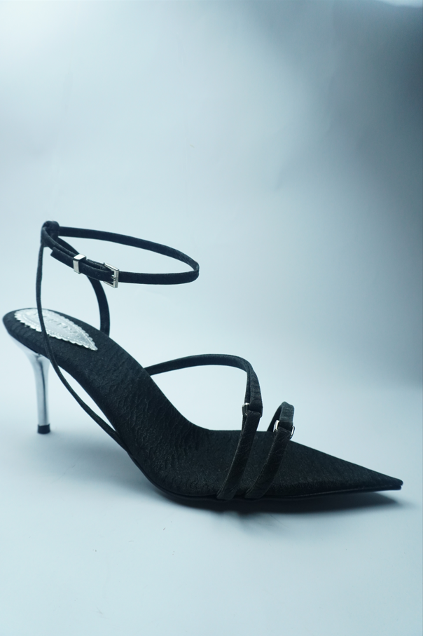 C- STYLE AUDACIEUX – SANDALE NOIR AVEC TALON BRILLANT YW-15.